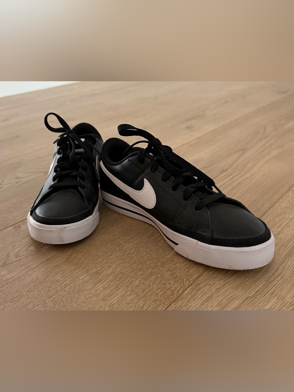 Nike Black Court Legacy Sneakers with White Swoosh